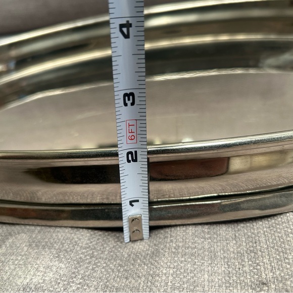 Equestrian Horse-bit Metal/Leather Handles Oval Nickel-like Serving Tray#1110251 - Picture 12 of 12